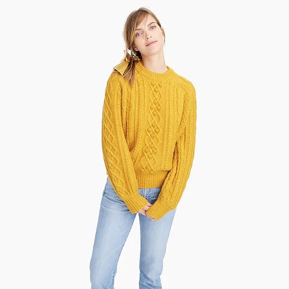 Demylee J.Crew balloon sleeve cable knit wool mohair mix sweater cult favorite S - Picture 15 of 16